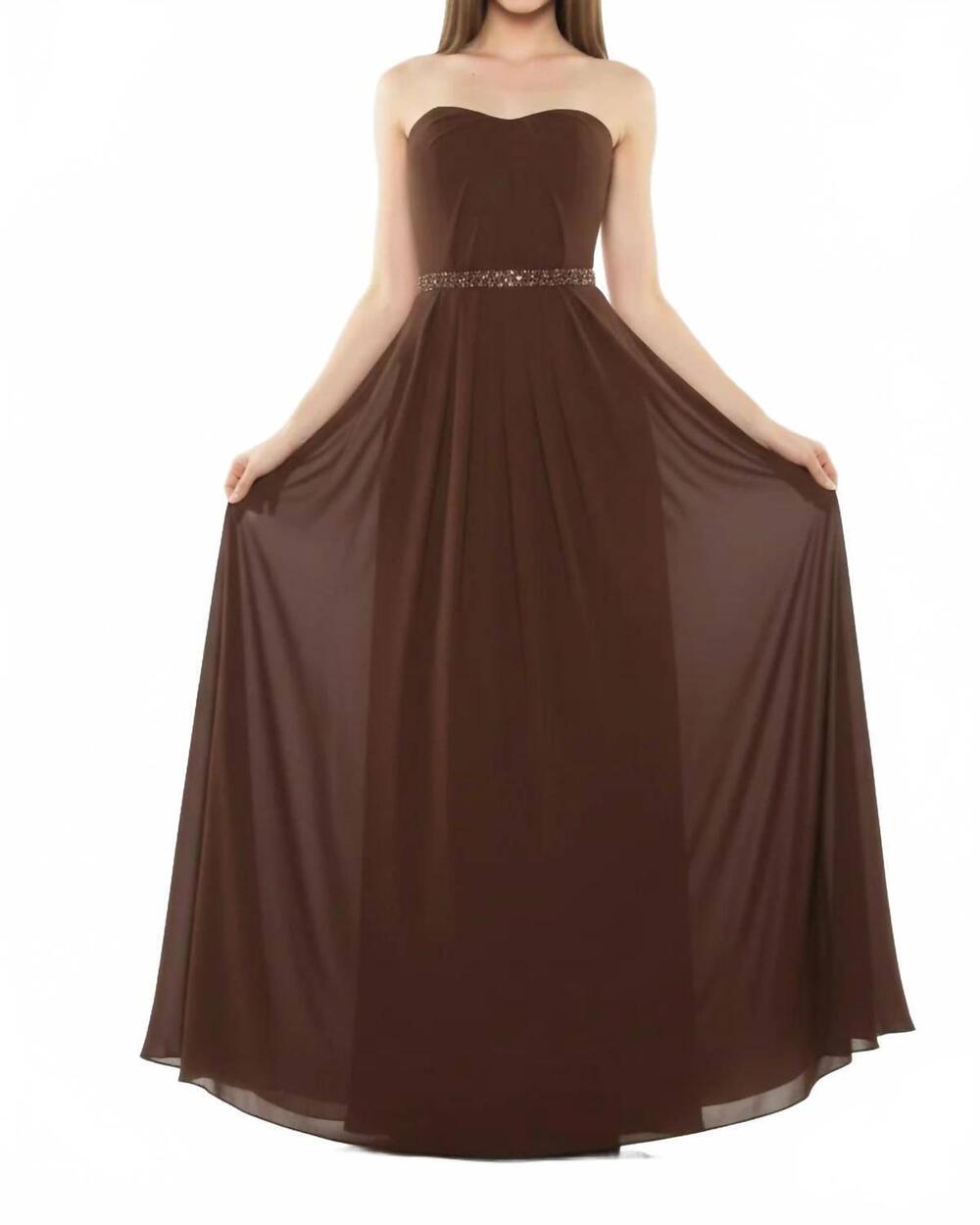 NEW LAST DRESS radiant elegance strapless a-line gown in truffle